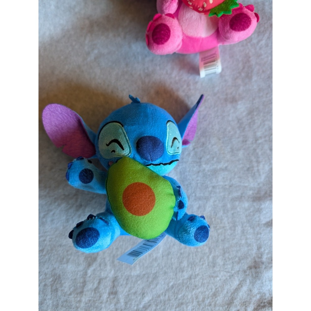 Feed Me Stitch Disney Plush Pink Angel eating Strawberry & Stitch Eating Avocado - Picture 2 of 13